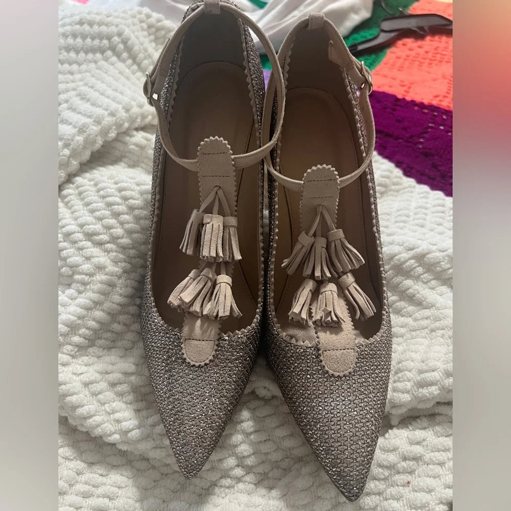 J. Crew Glitter Pointed-Toe Stiletto Pumps in Rose - Picture 1 of 4